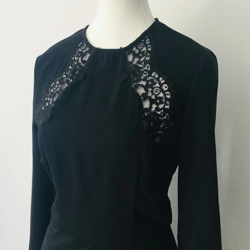 ZIMMERMANN size 1 (8/10) black lace fitted cocktail dress with long sleeves - Picture 4 of 9